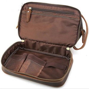 Neceser cosmético de cuero de búfalo de alta calidad con acabado premium y logotipo personalizado, se acepta cuero de búfalo de grano completo refinado - Product Image 3