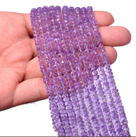 Bracelet de cheville en améthyste naturelle non traitée, perles rondes facettées de 15 pouces, pour femmes, 1 brin complet, personnalisé, marque AMARA