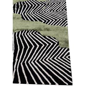 Alfombra Kilim Abstracta Adrift Gris y Negra, Tejida a Mano con Lana y Viscosa, Tejido Plano para el Hogar y el Pasillo-Tra-15223 - Product Image 4