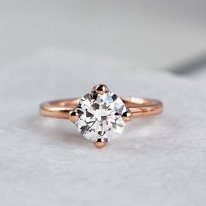 7mm Cut Moissanite Diamond Engagement <b>Ring</b> | Classic <b>Solitaire</b> Bridal Wedding <b>Ring</b> | Sterling <b>Silver</b> 18K Rose Gold Plating <b>Ring</b> - Product Image 1