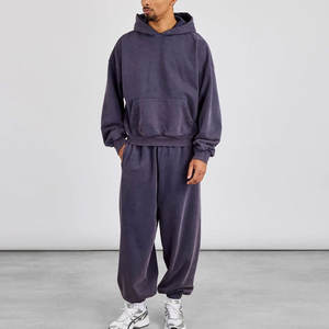 Conjunto Deportivo de Hombre, Estilo Holgado, con Cremallera, 500 GSM, Algodón, con Logotipo Personalizado, Sudadera con Capucha y Pantalones Deportivos, Calidad Premium - Product Image 1