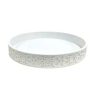 Organizador de almacenamiento de metal blanco decorativo Bandeja de tocador para servir - Product Image 1