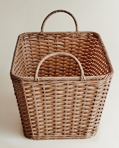 Artex <b>Green</b> Earth Eco-Friendly Woven Natural Rattan Circle Laundry <b>Basket</b> with Two Side Handles Modern Design - Product Image 2