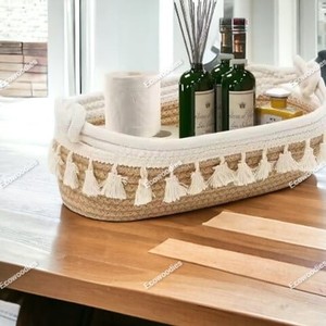 Cesta tejida hecha a mano para niños, cesta de almacenamiento tejida con cuerda de algodón para guardería, recién nacido, el mejor Baby Shower - Product Image 1