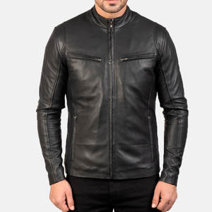 Veste en cuir véritable pour motard sur mesure pour homme, veste en cuir de moto noire, fabricants de vestes en cuir pour homme - Product Image 3