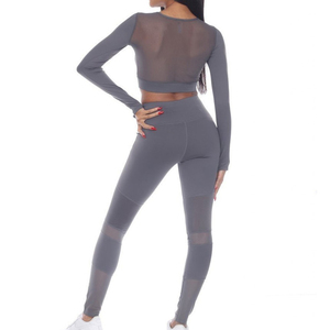 ชุดโยคะสำหรับผู้หญิงกางเกงเลกกิ้งออกกำลังกายสีพื้นชุดเล่นฟิตเนสออกกำลังกายตามสั่ง - Product Image 2