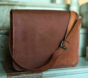 Classic Leather <b>Messenger</b> <b>Bag</b> <b>for</b> <b>Men</b> and Women with Embroidery & Button Decoration - Product Image 3