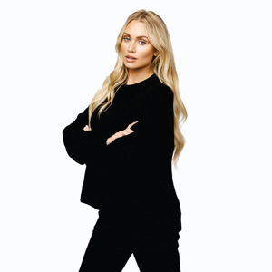 Poignets côtelés ceinture élastique 65% coton 35% polyester bande linéaire polaire capuche et survêtement noir survêtement femme - Product Image 2