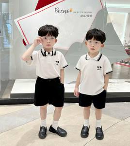 Haute qualité 3 pièces Polo Bow broderie Shorts tendance de fête d'été chaude pour bébé garçons manches courtes tailles 1-7 ans en gros - Product Image 4