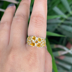 Bague dôme fleur en argent sterling 925 faite à la main Citrine naturelle plaquée rhodium à la mode pour l'anniversaire de mariage des femmes - Product Image 2