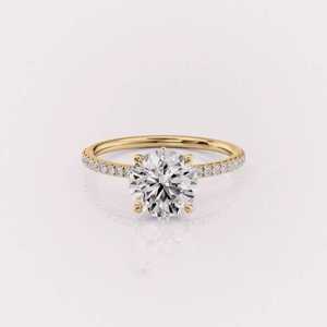 Bague de fiançailles en diamant de laboratoire rond certifié IGI, or rose/blanc et jaune 14 carats, pavée de diamants, pour femme - Product Image 6
