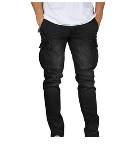 กางเกงยีนส์สไตล์ฮิปฮอปสีดำสำหรับผู้ชาย7กระเป๋าสไตล์สตรีทแวร์กางเกงคาร์โก้ผ้าฝ้ายแฟชั่นลำลอง - Product Image 4