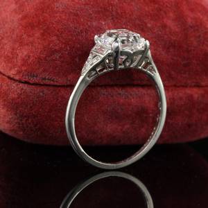 18K oro blanco D VVS elegante anillo de compromiso original Moissanite corte esmeralda en estilo Art Deco antiguo para aniversarios - Product Image 3