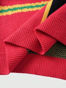Cárdigan de punto jacquard con cuello polo y cremallera completa para <span class=keywords><strong>hombre</strong></span>, diseño de cruz roja, ajuste holgado, negro, amarillo, verde, estilo urbano, logotipo personalizado - Product Image 6