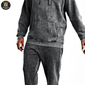 Vente en gros de survêtements à manches longues ODM personnalisés délavés à l'acide pantalons de survêtement à capuche en polaire de style Hip Hop impression de logo personnalisée - Product Image 4