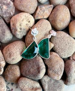 Boucles d'oreilles en argent sterling 925 émeraude faites à la main. - Product Image 5