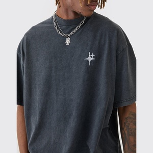 เสื้อยืดโอเวอร์ไซส์สไตล์สตรีทสำหรับผู้ชาย รับผลิตตามแบบ (OEM) คอกลม ผ้าฝ้าย 100% ล้างสีแบบวินเทจ - Product Image 5