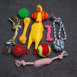 Juguete Ecológico de Goma y Algodón para Perros, Juguete Masticable con Sonido Divertido, en Forma de Hueso y Pelota - Product Image 2