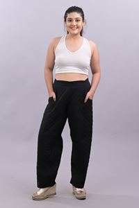 Nonwoven Anti-Wrinkle Loose Fit Vintage Fashion Pants Ladies Wide Leg Long Cotton Solid Pants Casual <b>Summer</b> Elastic Waist Pocket - Product Image 4