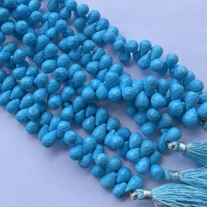 6mm 8mm 10mm pierre naturelle Turquoise Howlite à facettes Briolette larmes gouttes perles fabrication de bijoux collier Bracelet Semi-précieux - Product Image 2