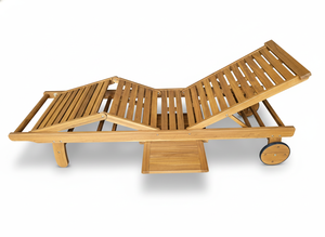 Chaises longues en bois d'acacia massif modernes pour hôtels, cours, jardins, piscines, avec coussins imperméables et mécanisme d'inclinaison - Product Image 4