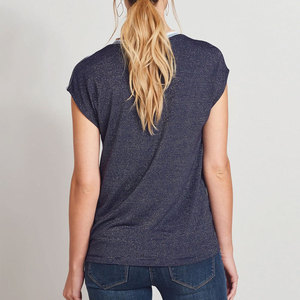 T-shirts pour femmes de qualité supérieure, personnalisables en gros, séchage rapide, respirants, en tissu toile, col en V, vêtements décontractés d'été - Product Image 2