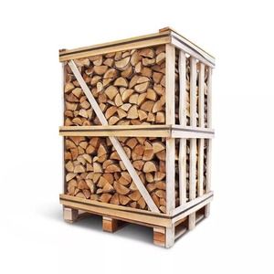 Bois de chauffage sec Ankara : Lot de bois empilé dans une caisse en bois avec sangles métalliques pour stockage extérieur - Product Image 5