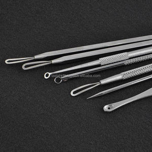 ชุดเครื่องมือกำจัดสิวหัวดำทำจากสเตนเลสสตีลจากญี่ปุ่นมือโปรเครื่องดูดสิวใบหน้าสีเงิน - Product Image 4