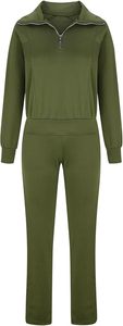 Conjunto completo de chándal personalizado para mujer, conjunto de 2 piezas con media cremallera, sudadera lisa de manga larga, chándales estéticos para gimnasio y yoga, venta al por mayor - Product Image 4