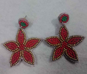 Floral <b>Embroidery</b> Handmade Lightweight Earrings with Glass Seed Beads Elegant Fabric Jewelry for Women Party Use - Product Image 4