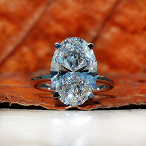 Bague de fiançailles pour femme en or blanc 14 carats avec diamant ovale de 4,8 carats cultivé en laboratoire, certifié IGI, clarté VS, diamant CVD, style bohème - Product Image 5