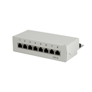 Mini Desktop Cat6 STP Patch Panel 8 Puertos Blindados, Gris Claro - Product Image 1