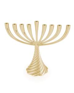 Modern Abstract Gold Menorah With Elegant <b>Marble</b> Base For Sophisticated Festive <b>Candle</b> Arrangement Display - Product Image 2