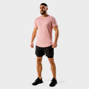 Alta calidad transpirable 2025 Stock correr entrenamiento deporte Fitness Color sólido gimnasio camisetas hombres con estilo - Product Image 2