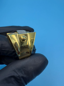 2Ct Round Real Moissanite Anillo de copa para hombre Chapado en oro amarillo de 14 quilates - Product Image 2