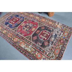 Alfombra clásica de lana roja y azul de 4,7x8,9 pies, hecha a mano, área grande, área turca, patrón abstracto, diseño de pasillo Rectangular, látex de 10mm - Product Image 4