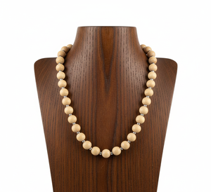 Collier pour femme en perles de bois naturelles parfumées de 18 pouces, noué à la main, bijoux géométriques en perles, plaqué or 24 carats, cadeau pour - Product Image 4