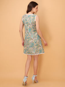 Robe trapèze en coton mélangé sans manches à col en V pour femmes au-dessus du genou - Product Image 5