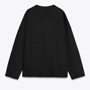 Cómodas señoras elegantes sudaderas con capucha de moda de alta calidad mujeres gimnasio pulóver sudaderas con capucha 100% algodón polar negro suave - Product Image 2