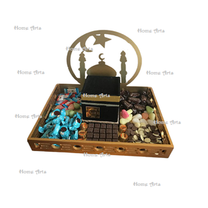Bandeja de Madera Hecha a Mano para Servir Postres Eid Mubarak, de la Mejor Calidad, Tamaño Personalizado, Bandeja para Servir Frutos Secos de la India - Product Image 2