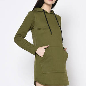 Pull à capuche 100% coton personnalisé en gros Sweats à capuche respirants anti-boulochage pour femme Sweats à capuche longs pour femmes Style de rue à la mode - Product Image 3