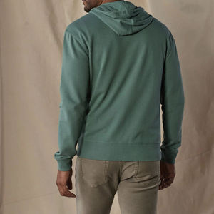Sudadera con capucha y cremallera de manga larga de Color sólido bordado personalizado para hombre, ropa deportiva informal transpirable a prueba de viento OEM - Product Image 2
