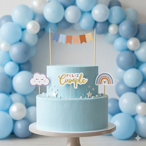 Juego de 4 Adornos de Madera Reutilizables para Pastel de Cumpleaños, Diseño Boho de Nubes y Arcoíris, Decoración Pastel para Mayores de 14 Años - Product Image 4