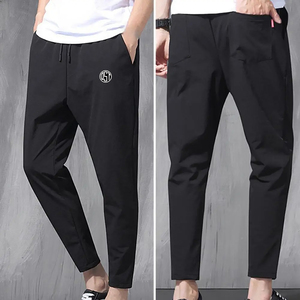 Ensemble de pantalons crayon unisexe, cordon de serrage, couleur unie, respirant, séchage rapide, polaire polyester/coton, taille élastique, coupe droite, automne - Product Image 5