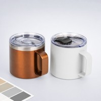 Vente en gros de tasses de 15 oz avec couvercle coulissant et poignée, logo personnalisé, cadeau pour la maison, le bureau, tasse isotherme pour café chaud ou thé, sans BPA