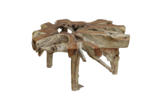 Table basse en teck écologique faite à la main Gubuk Bali avec plateau en verre, design traditionnel, aspect moderne, meubles pour la maison - Product Image 3