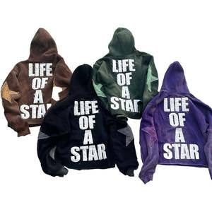 Conjunto de Invierno para Hombre Estilo Streetwear con Estampado Acid Washed, Bordado Desgastado, Transpirable y Ecológico, Sudadera con Capucha de Corte Largo - Product Image 5