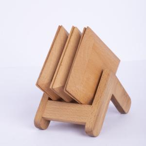 Posavasos Cuadrado de Madera de Haya de 10x10cm - Protector de Mesa y Base para Bebidas de Madera Natural - Product Image 2