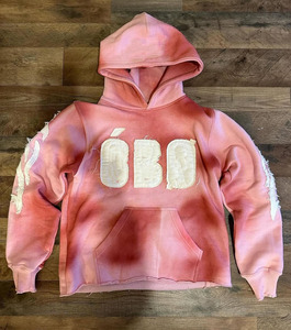 Votre propre Logo Design hommes détresse broderie sweats à capuche pour tenue décontracté matériel de haute qualité fait pull hommes mode sweats à capuche - Product Image 4