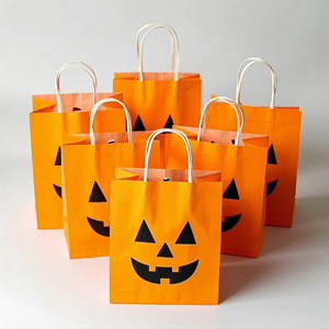 HW01 Fábrica Vendas Diretas Halloween Abóbora Kraft Paper Gift Bag Com Personalizado - Product Image 4